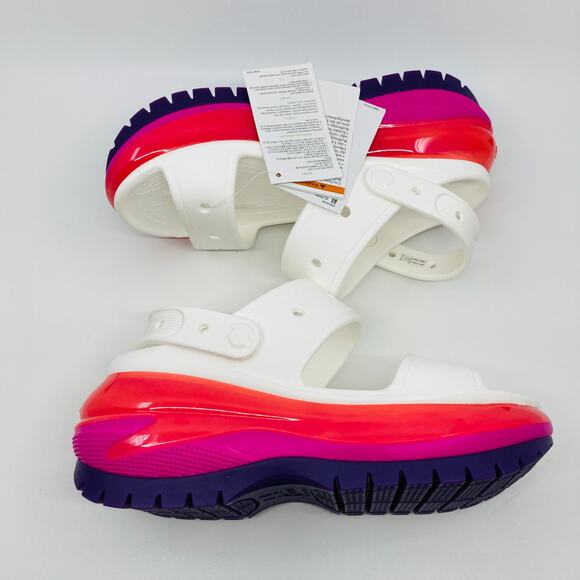 Crocs Mega Crush Sandal Clogs Womens 8 Mens 6 Platform White Pink Purple New - Picture 5 of 8